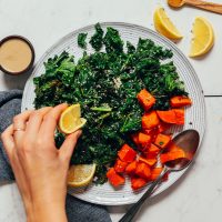 Squeeze a lemon wedge over sautéed kale