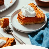 Plate of partially eaten 1-Bowl Vegan Pumpkin Pie