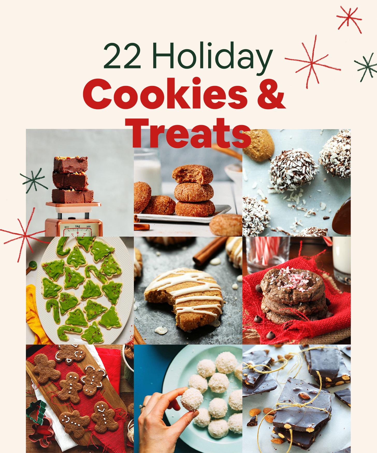 Assortment of recipe photos for our round-up of Holiday Cookies & Treats