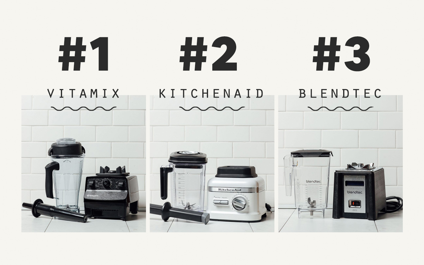 Showing the first, second, and third place winners of our Best Blenders Review