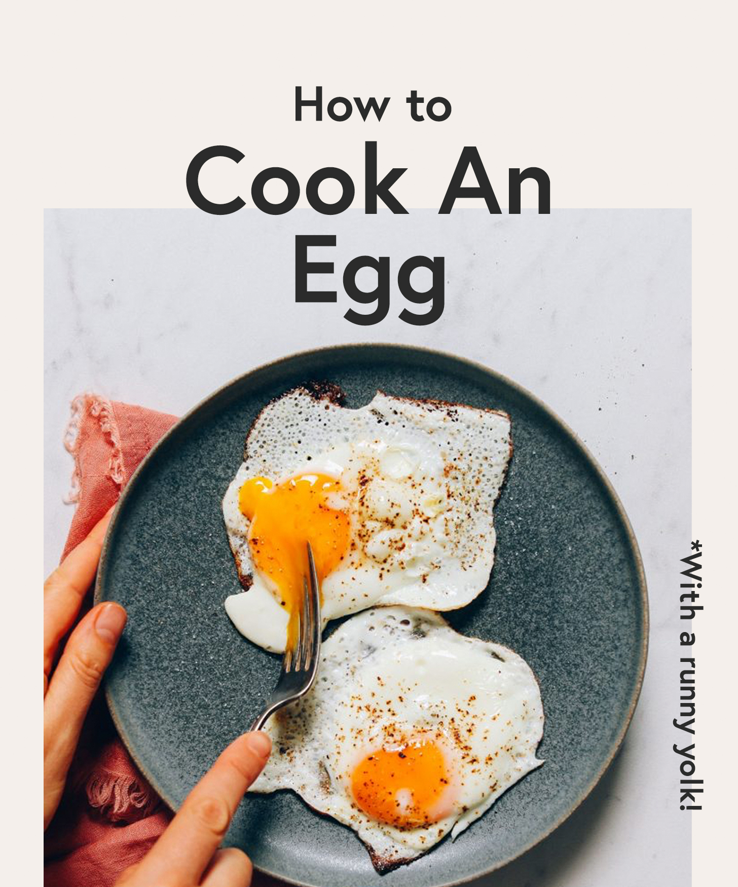 Plate of perfectly cooked sunny side up eggs for our tutorial on How to Cook an Egg