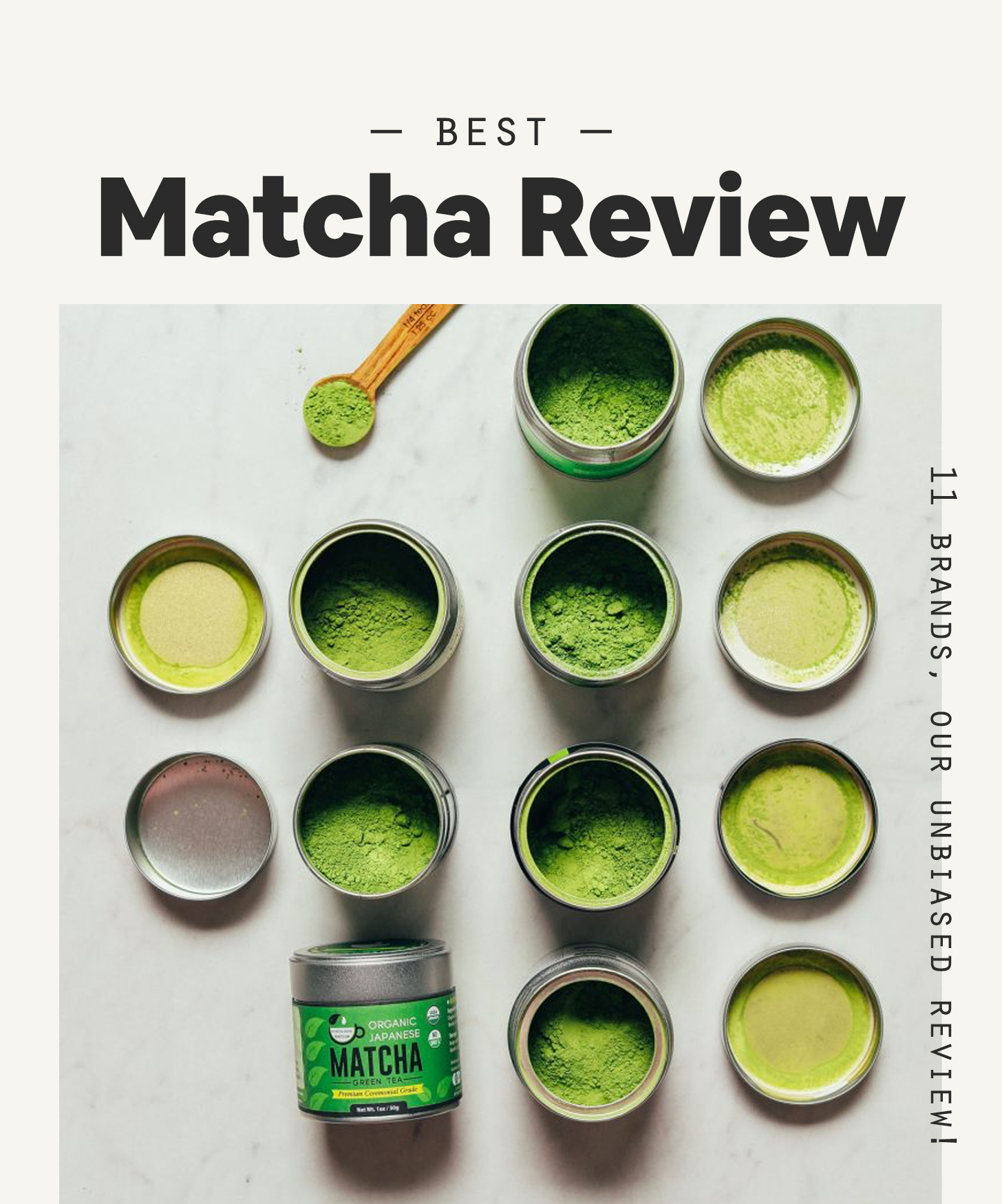 Tins of ceremonial matcha for our review of the top matcha brands on the market