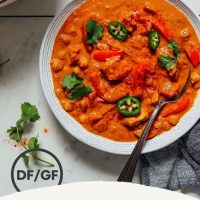 Bowl of our Easy Tikka Masala recipe topped with fresh cilantro