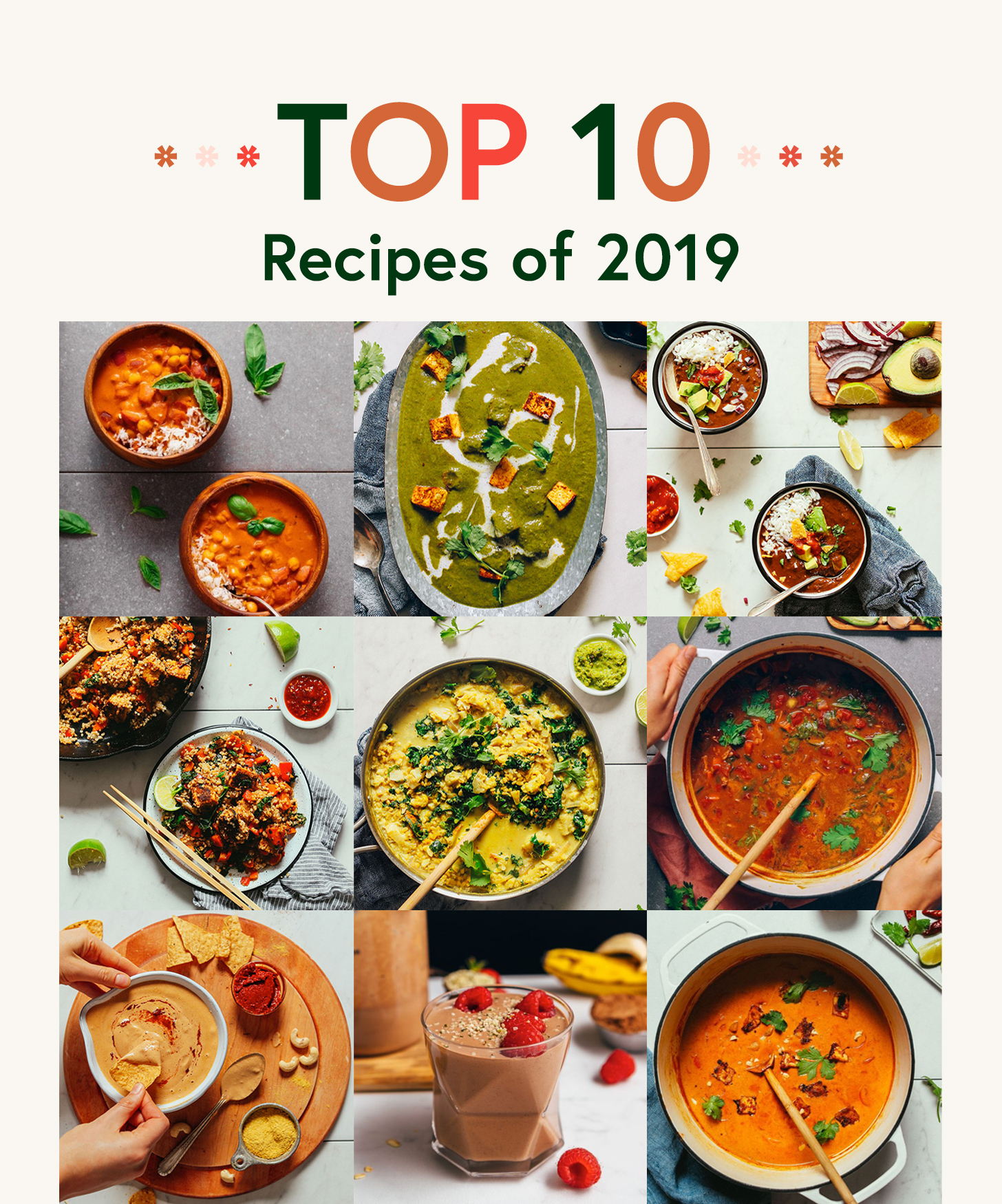 Photos showing our most loved recipes of 2019 on Minimalist Baker