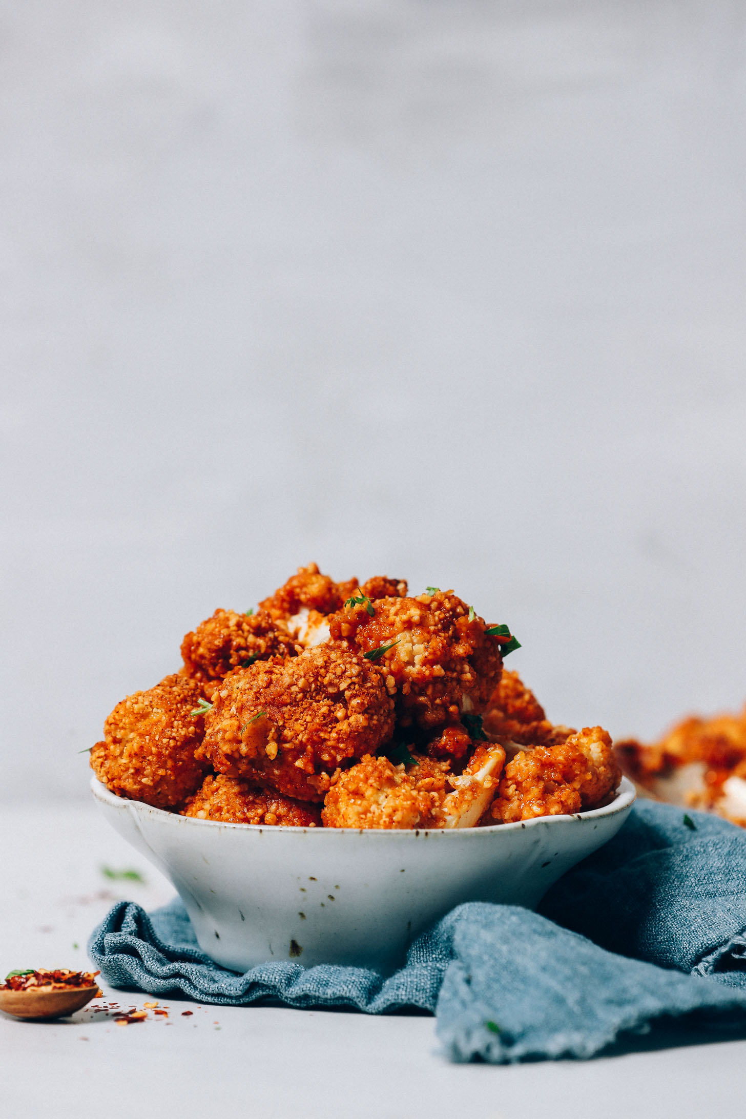 Bowl of our easy Crispy Breaded Cauliflower Wings recipe
