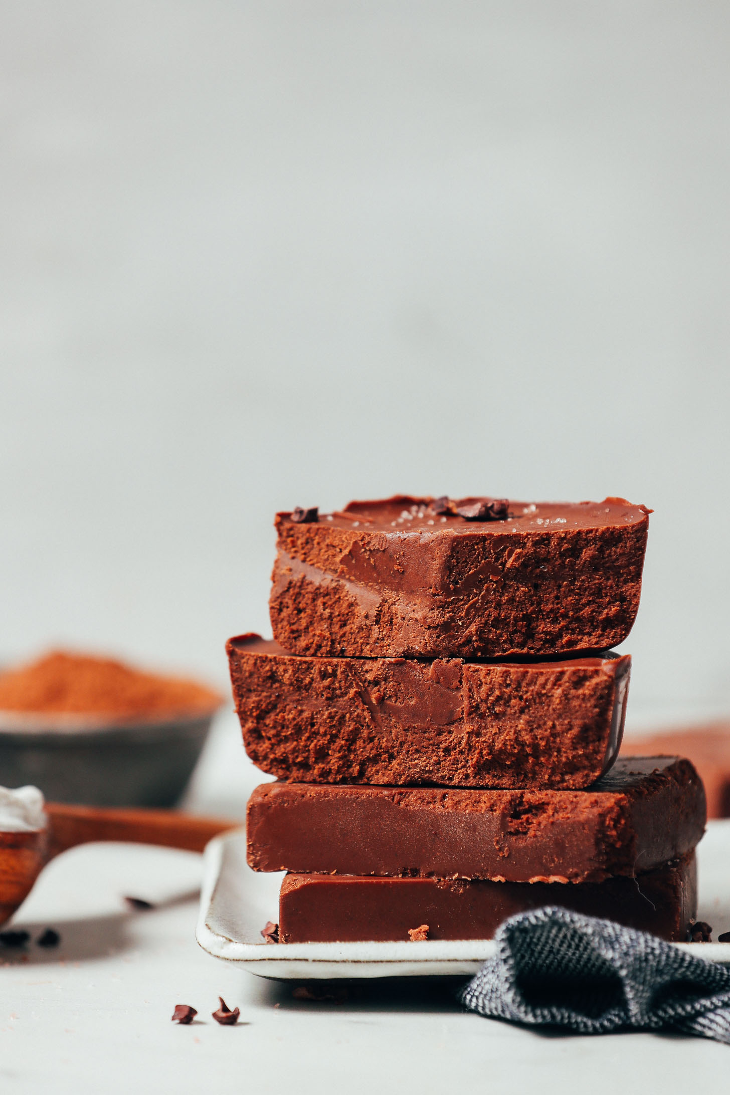 Stack of our Creamy Vegan Milk Chocolate Bars recipe