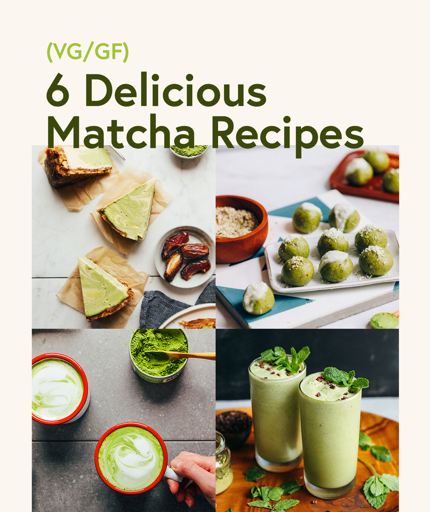 Assortment of recipe photos for our round-up of Matcha Recipes