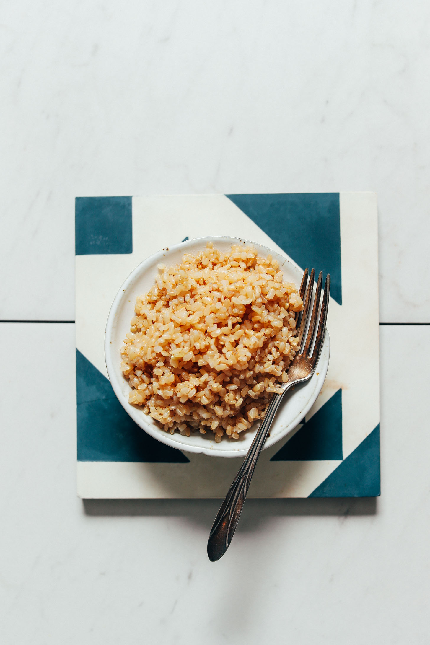 Bowl of perfectly tender brown rice cooked in the Instant Pot