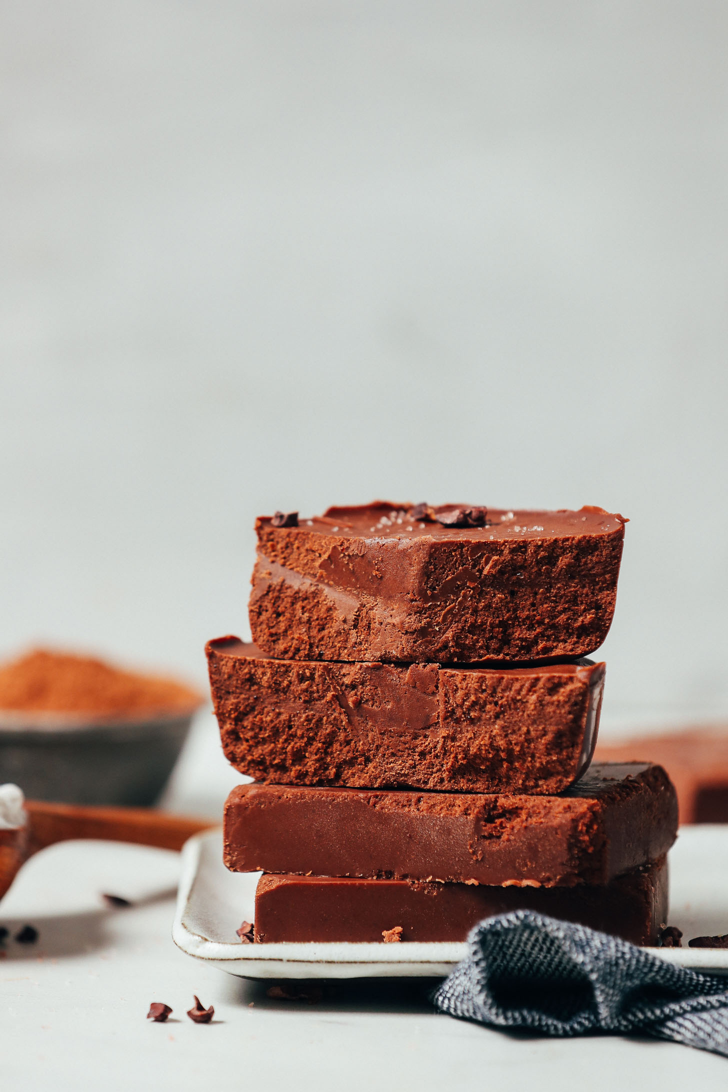 Stack of homemade Vegan Milk Chocolate Bars