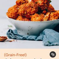 Bowl filled with Crispy Breaded gluten-free Cauliflower Wings