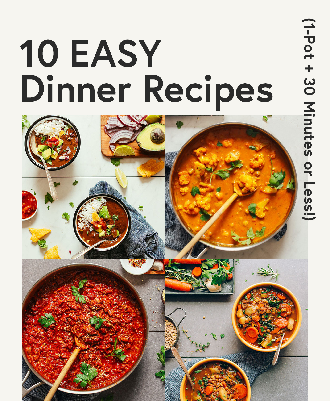 Assortment of recipe photos for our Easy Dinner Recipes round-up