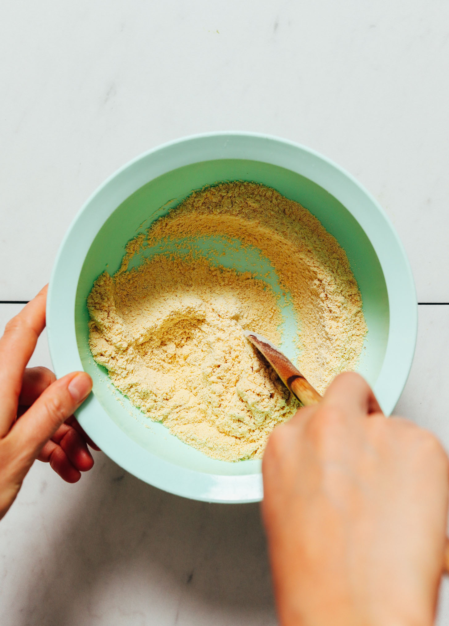 Mixing the masa harina for our tutorial on How to Make Tortillas