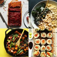 Assortment of bean and rice recipe photos