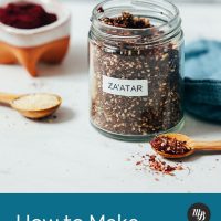 Jar and spoonful of za'atar seasoning