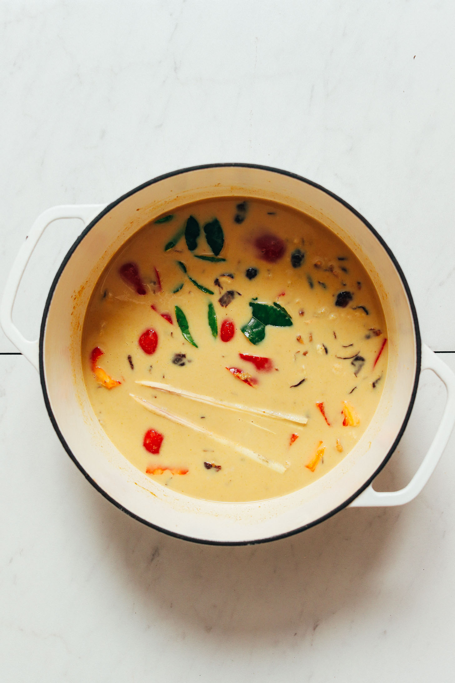 Dutch oven filled with our easy vegan Green Curry recipe