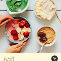 Bowls of banana ice cream in different flavors