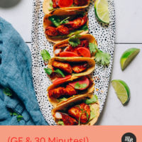 Platter of gluten-free Spicy Baked Fish Tacos