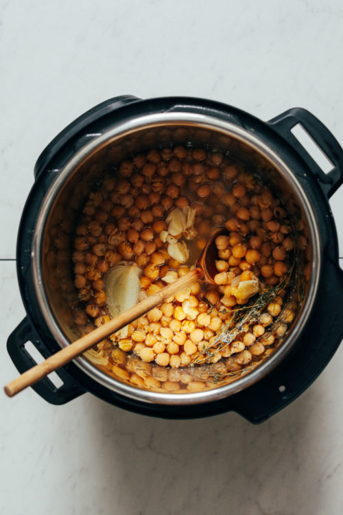 Instant Pot of seasoned cooked chickpeas
