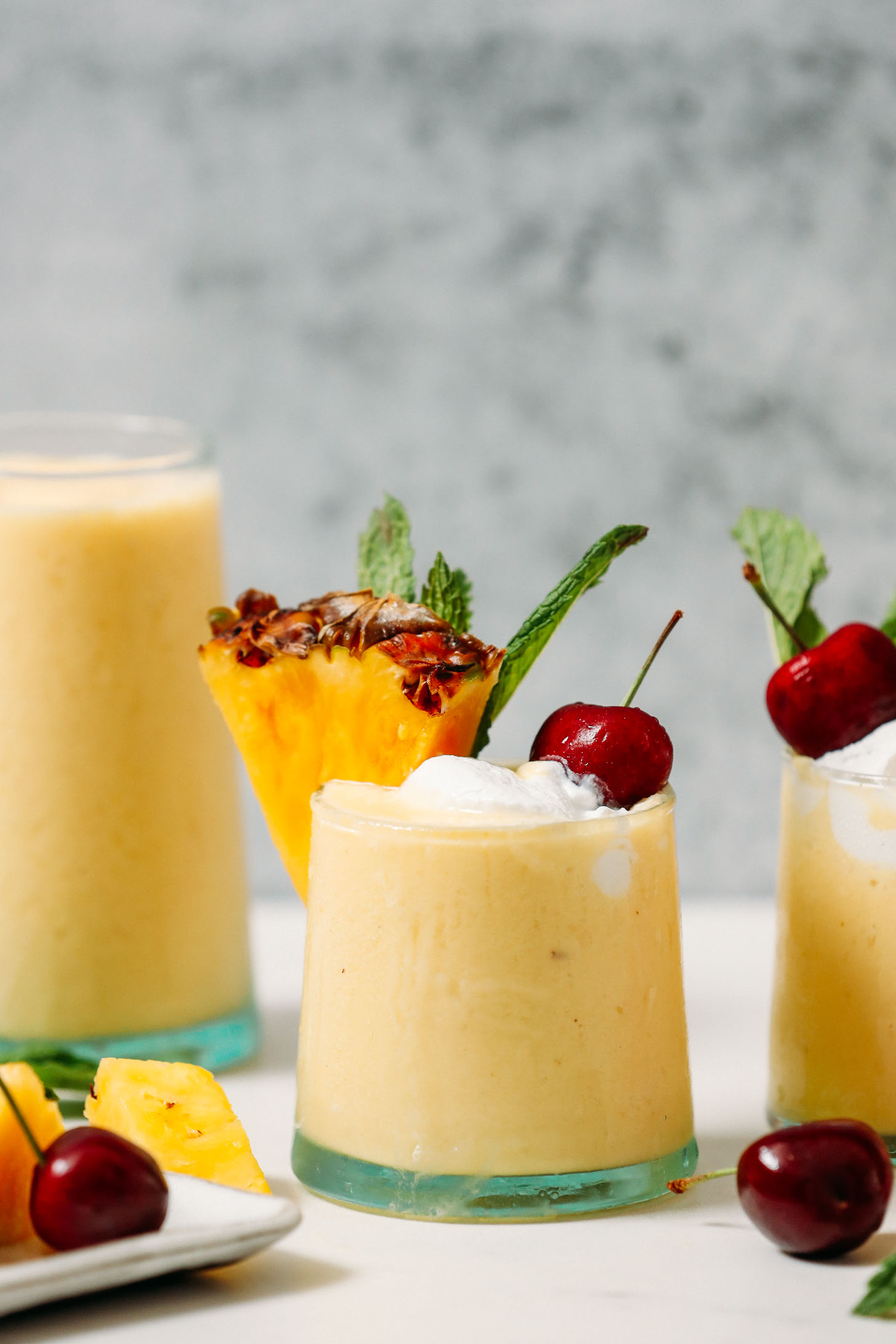 Glasses of our piña colada smoothie recipe