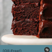 Part of a Vegan Gluten-Free Chocolate Cake on a cake stand