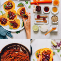 Photos showing the process of making our 1-Pot Smoky Lentil Vegan Taco Meat