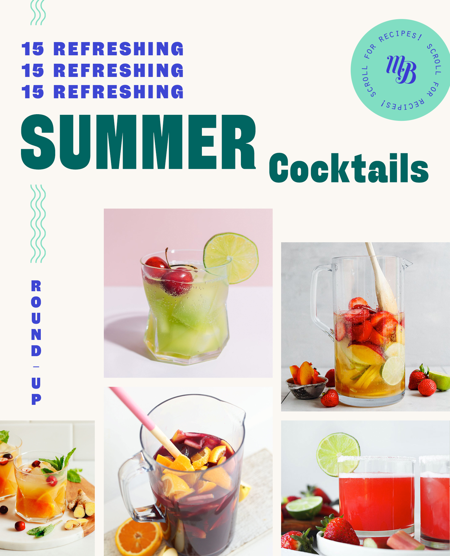 Assortment of refreshing summer cocktails