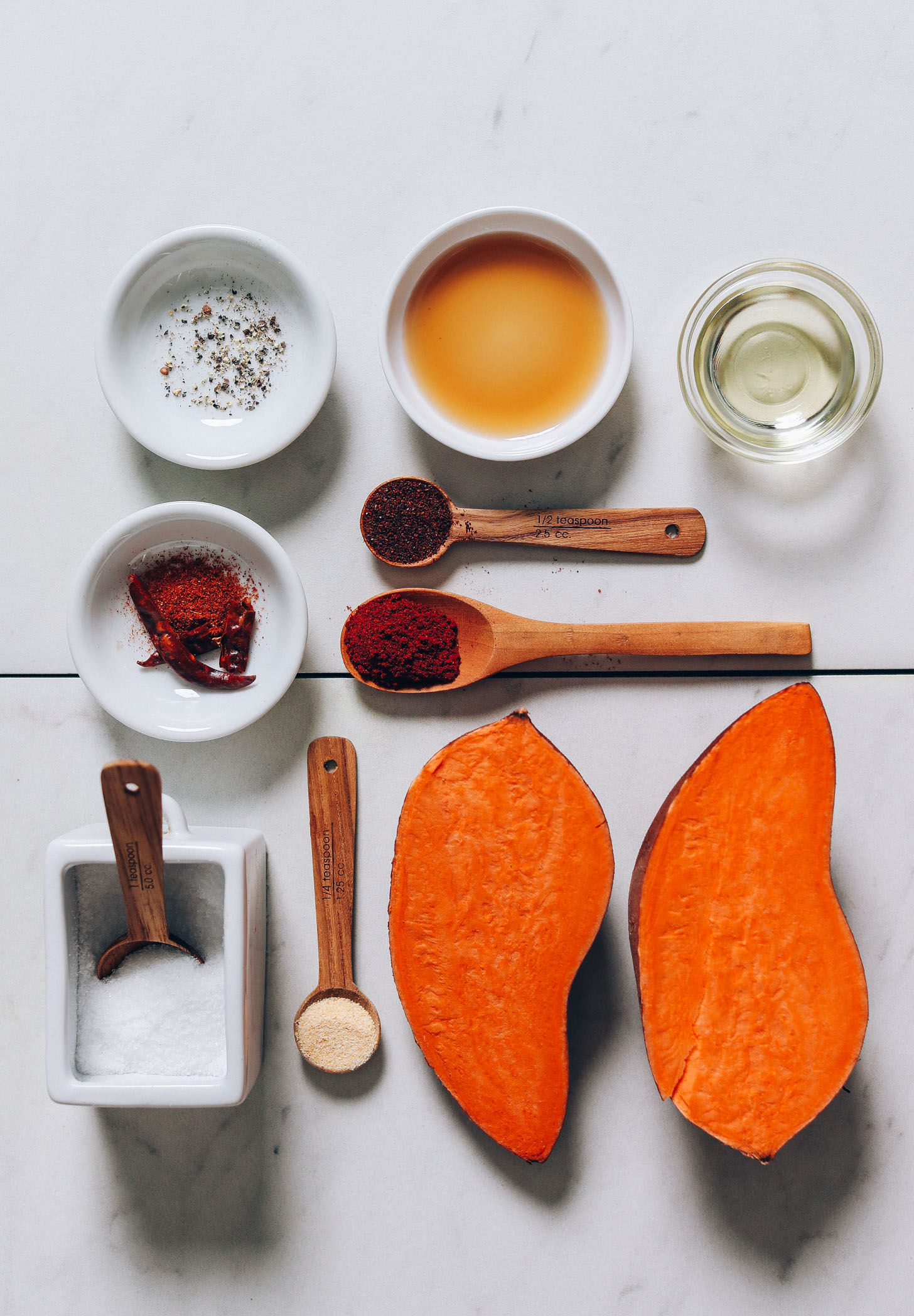 Sweet potato, maple syrup, avocado oil, sea salt, and BBQ seasonings