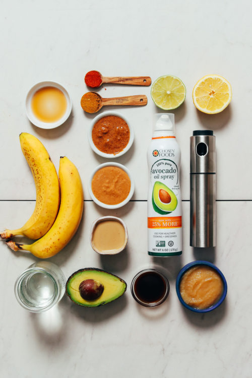 Assortment of alternative ingredients for low and no oil cooking