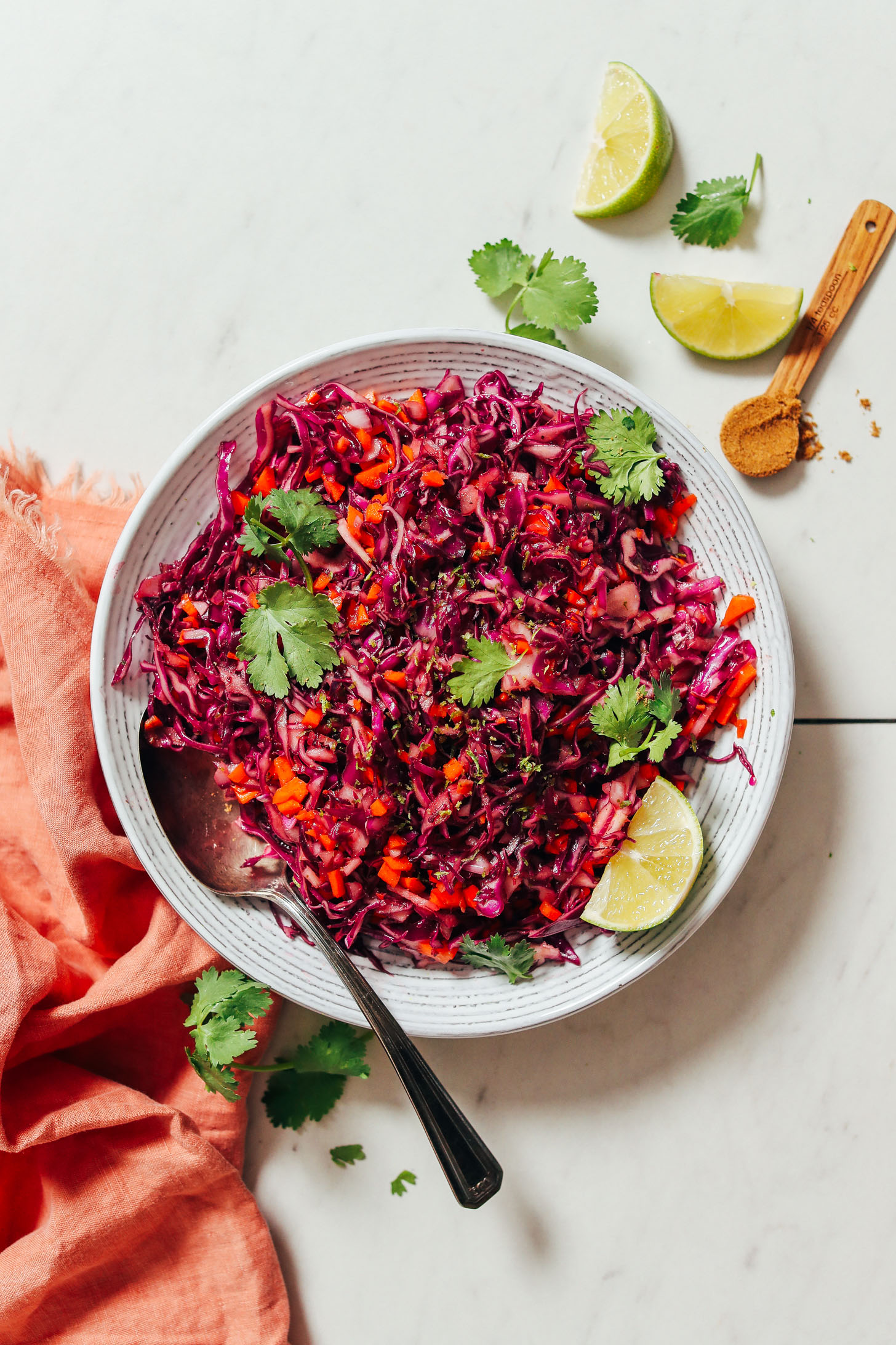 Bowl of our Quick Citrusy Cabbage Slaw recipe