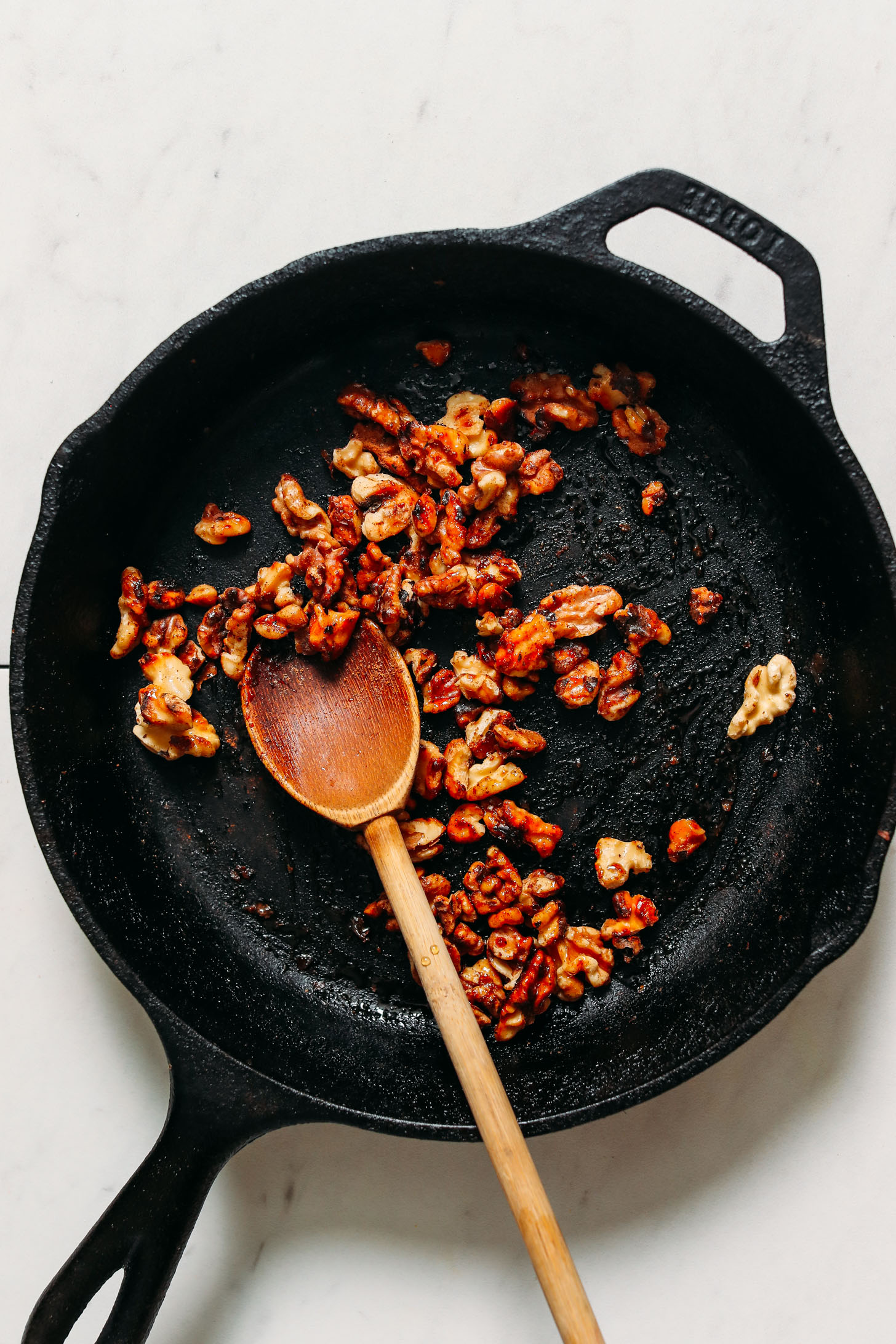 Toasting walnuts in a cast iron skillet