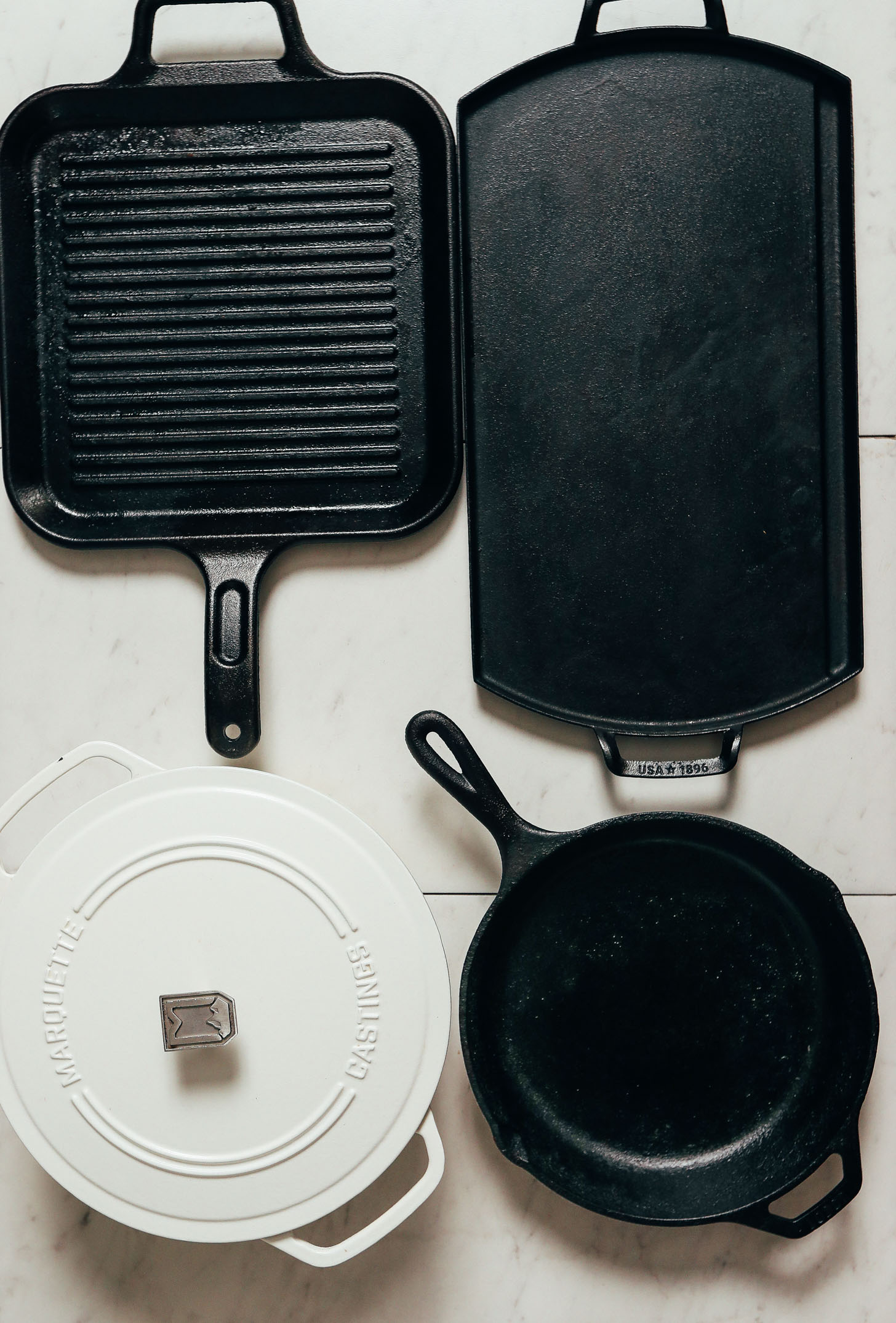 Assortment of cast iron pans