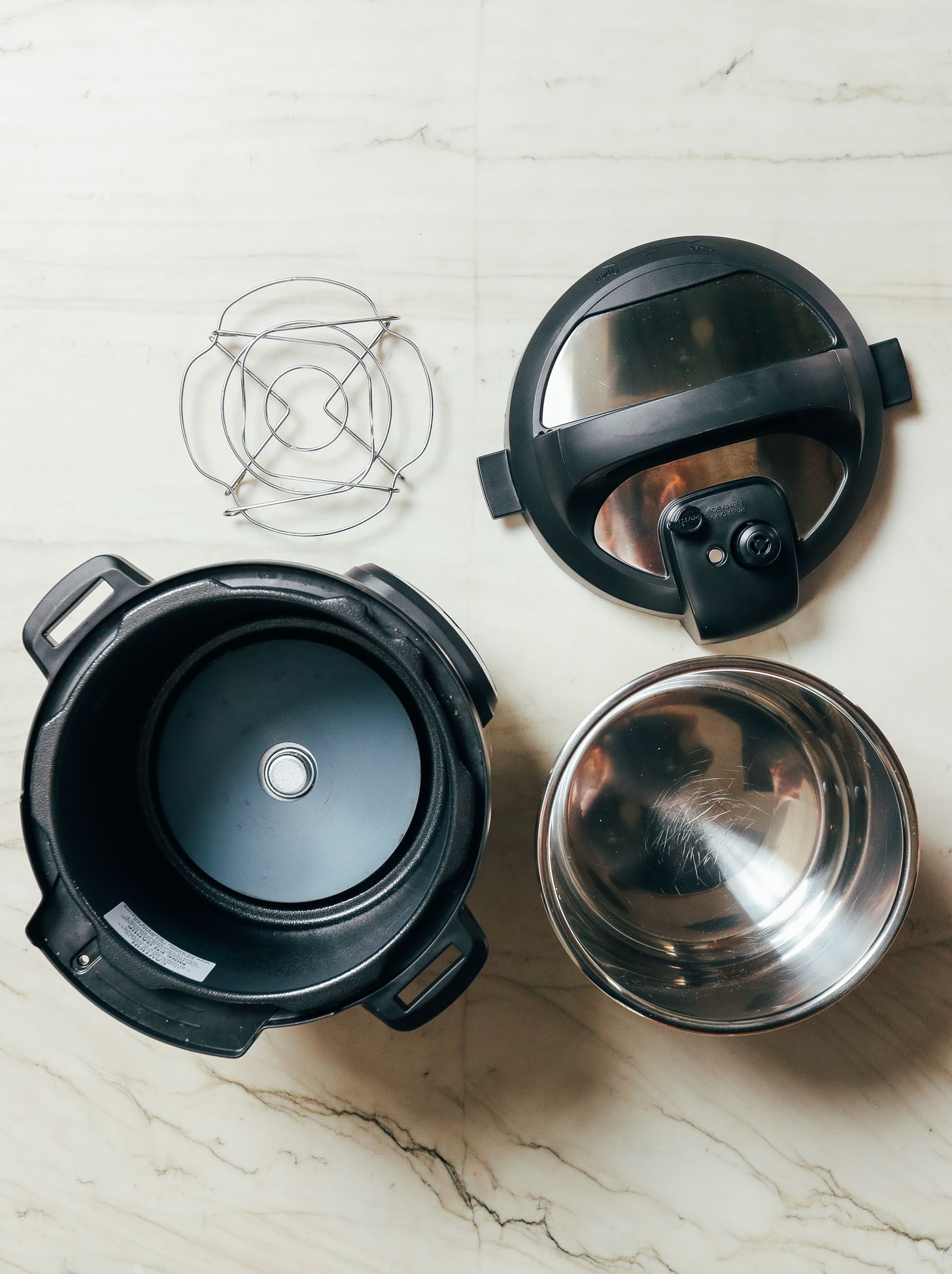 Instant pot lid, trivet, pot, and base