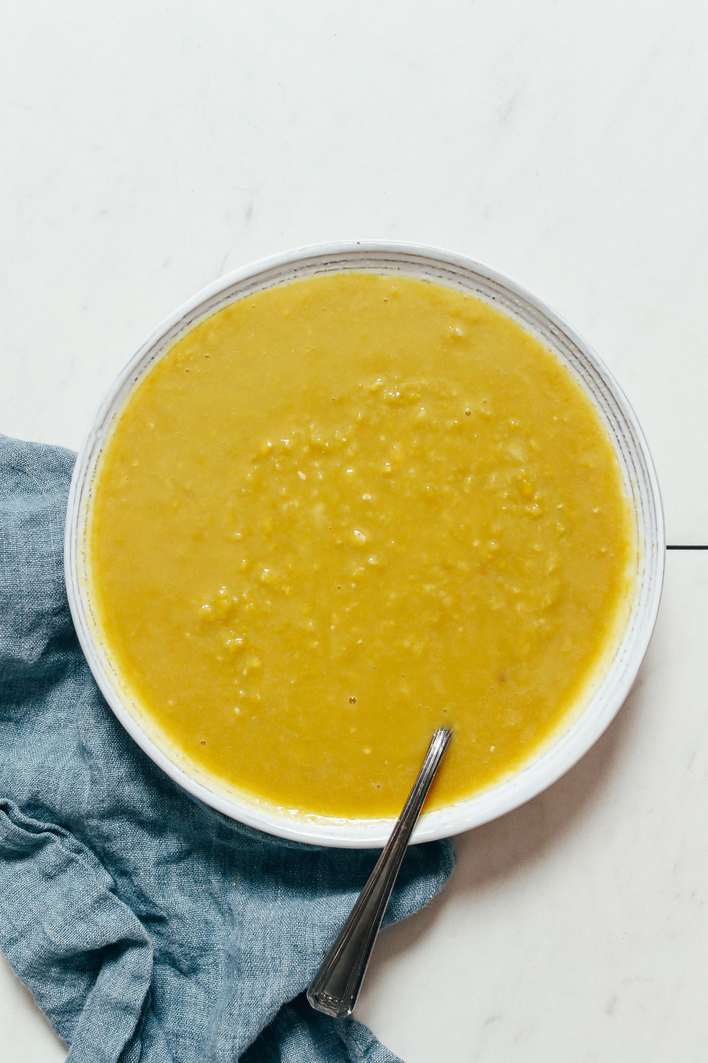 Bowl of cooked green split peas