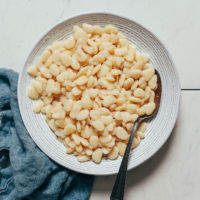 Bowl of cooked baby lima beans