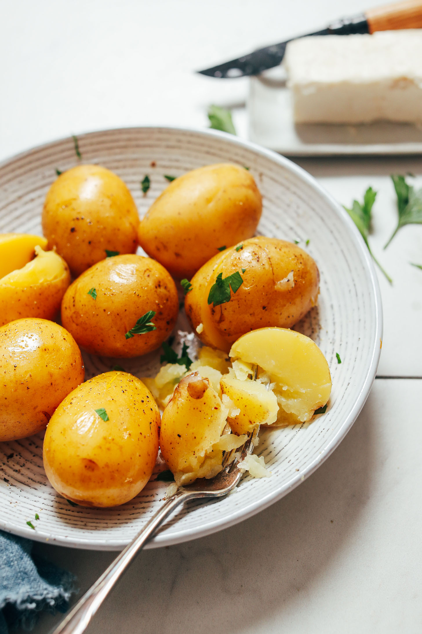 Bowl of perfectly tender potatoes cooked in the Instant Pot