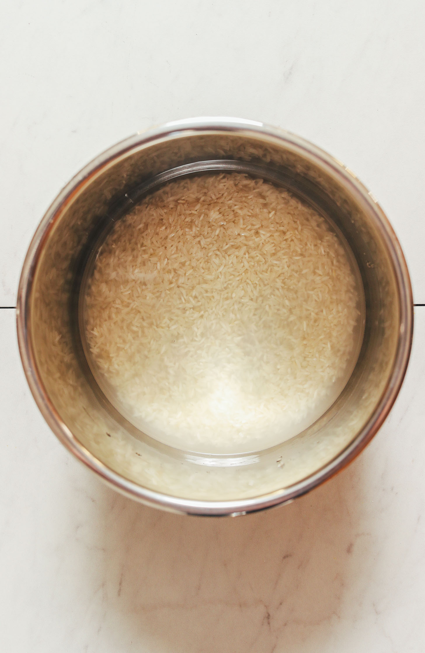 White rice and water in the Instant Pot