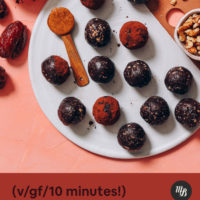 Clay and ceramic tray of No-Bake Brownie Bites