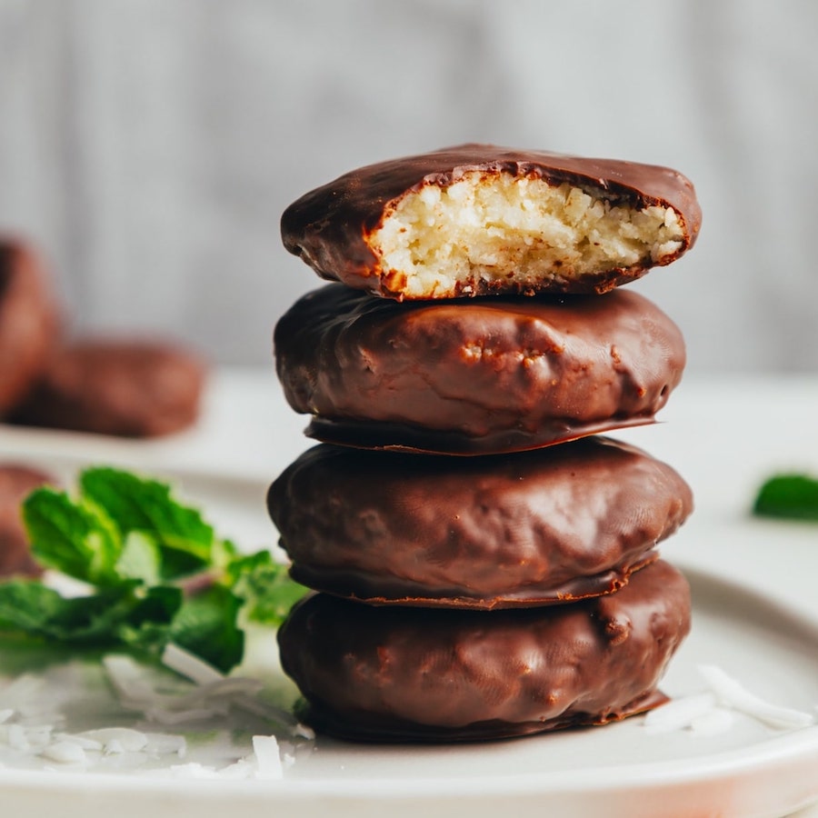 Stack of homemade vegan peppermint patties