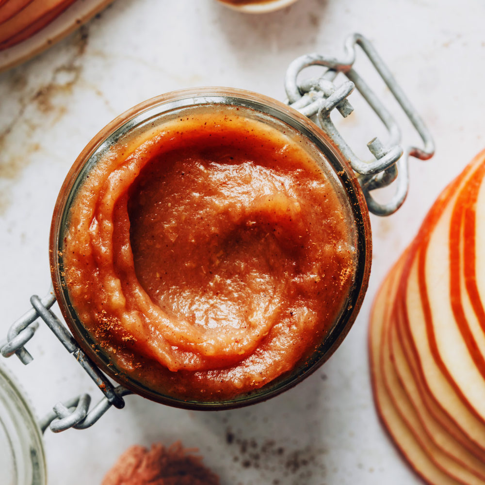 Jar of homemade apple butter