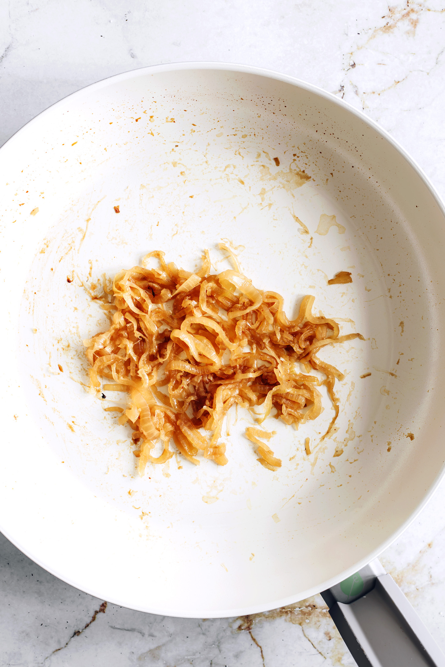 Non-stick pan with caramelized onions