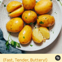 Bowl of vegan buttery potatoes made in the Instant Pot