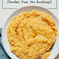 Bowl of red lentils made in the Instant Pot