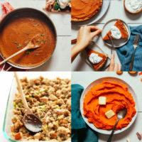 Assortment of recipe photos of Thanksgiving dishes