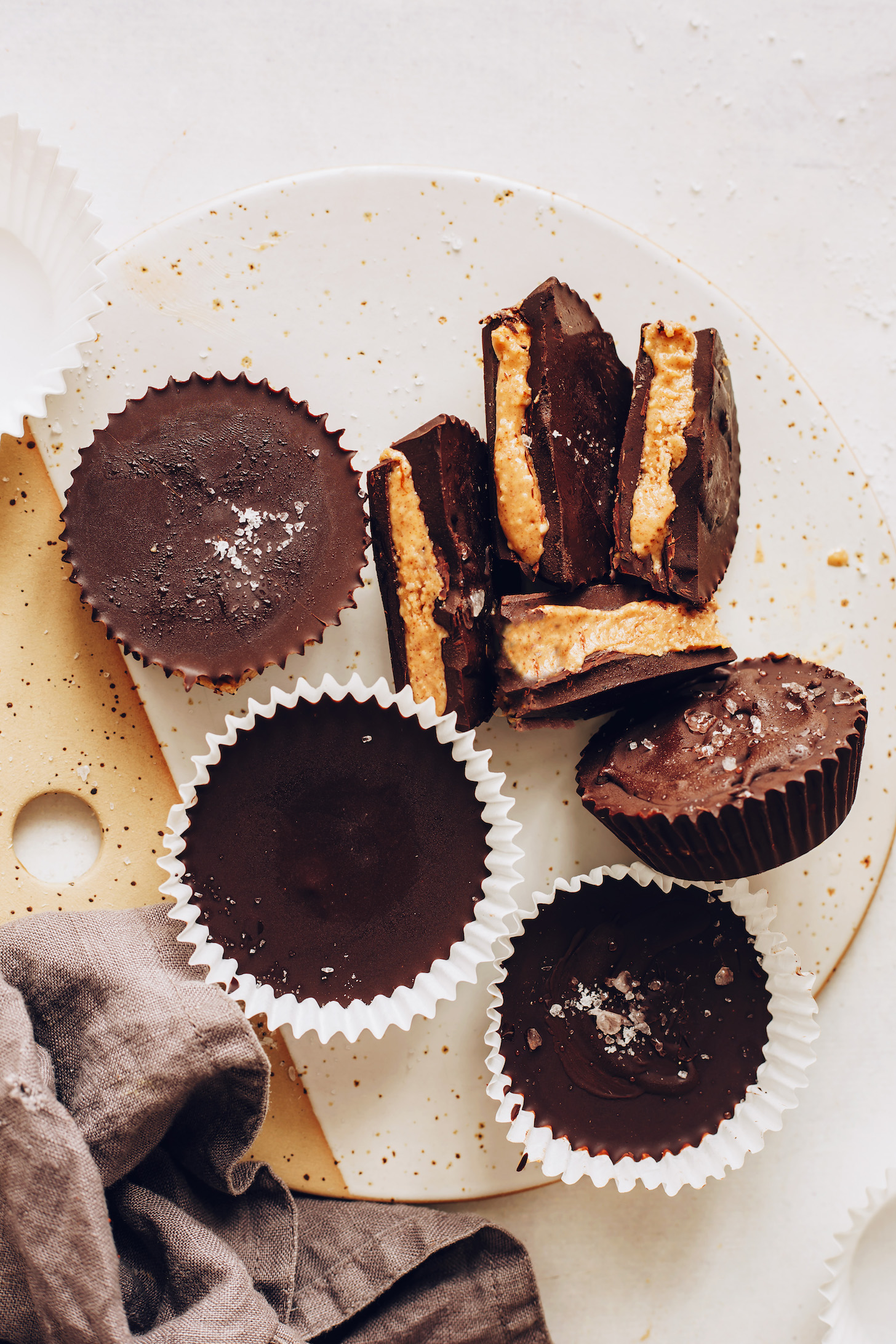 Tray of homemade vegan peanut butter cups