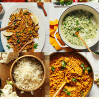 Assortment of recipes made with cauliflower rice