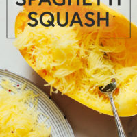 Fork in a cooked spaghetti squash half