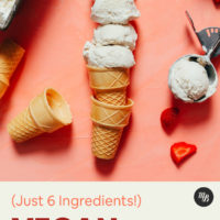 Scoops of vegan ice cream on sugar cones