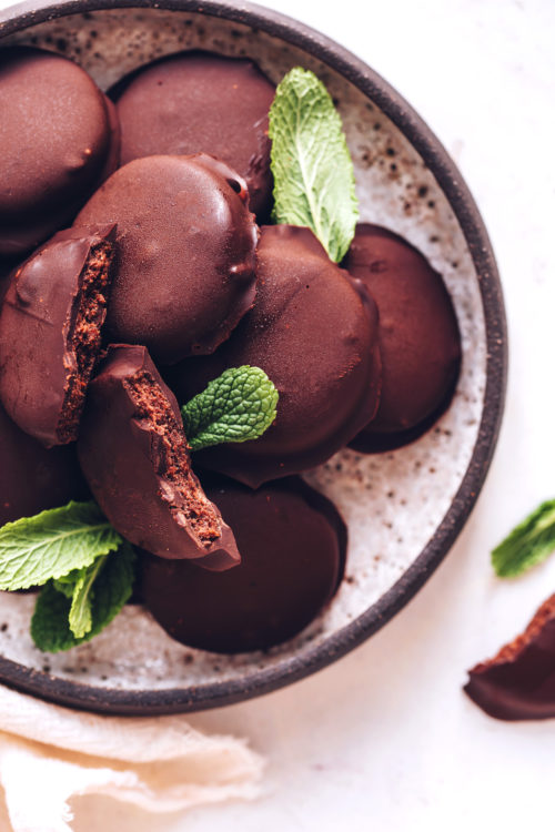 Bowl of gluten-free thin mints