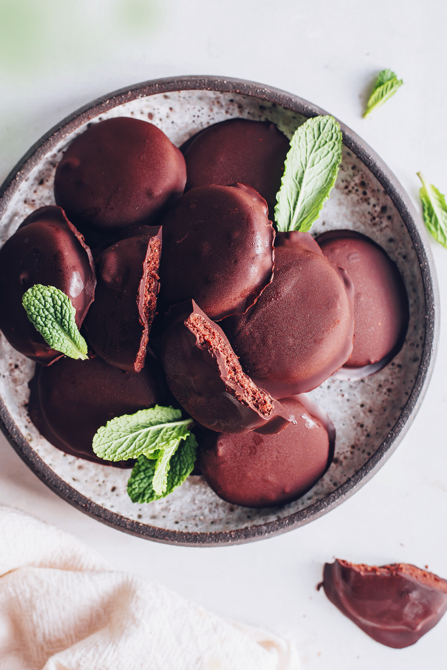 Plate of our vegan gluten-free thin mint cookies