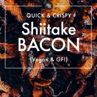 Pile of vegan bacon made with shiitake mushrooms